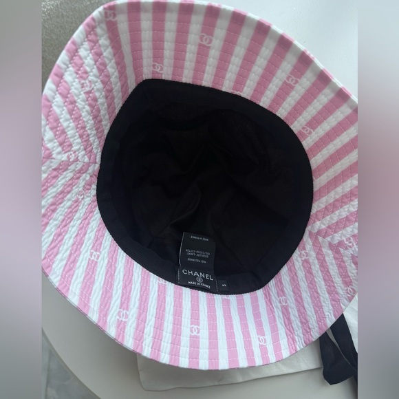 CHANEL Pink and White Striped Hat - Picture 3 of 4